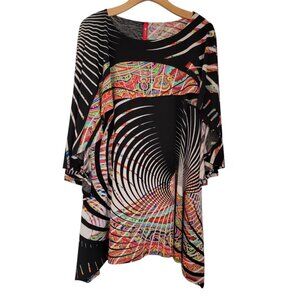 IC by Connie K Top Womens L Kaleidoscope Print Layered Cape Art to‎ Wear